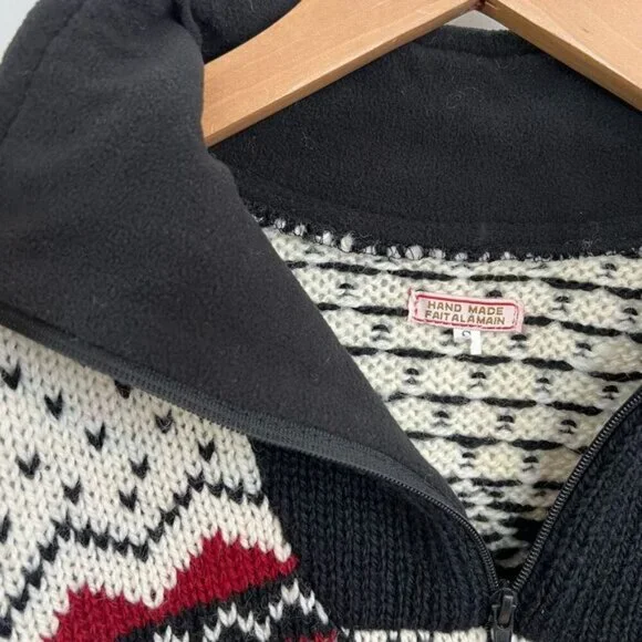 Vintage Alma Men’s Small Oversized Nordic 100% Wool Pullover Sweater 1/4 Zip - Picture 11 of 12